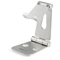 StarTech.com Phone and Tablet Stand - Foldable Universal Mobile Device Holder for Smartphones & Tablets - Adjustable Multi-Angle Ergonomic Cell Phone Stand for Desk - Portable - Silver - Mobile phone/Smartphone - Tablet/UMPC - Multimedia stand - Desk - Si
