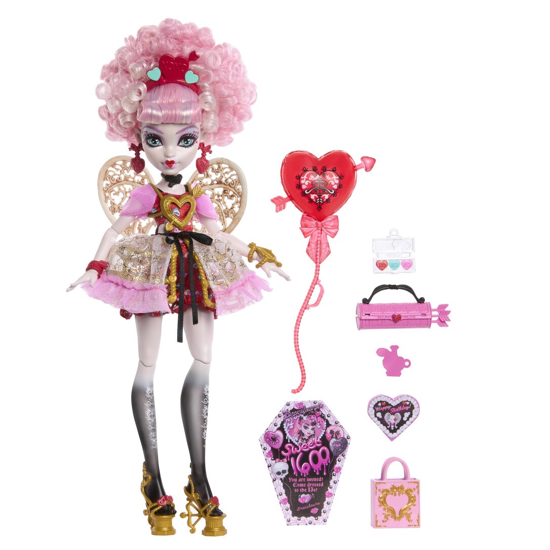 Mattel Monster High Scary Sweet Birthday Cupid Asteria-Puppe im Partykleid mit Ballon und Geschenk Mattel Monster High Scary Sweet Birthday Cupid Asteria-Puppe im Partykleid mit Ballon und Geschenk