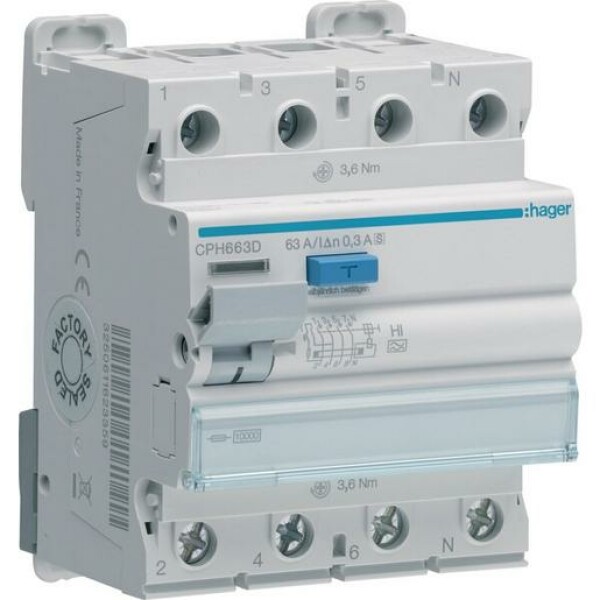 Hager FI-SCHUTZSCH.3/N 63A 300MA HIS (CPH663D) Hager FI-SCHUTZSCH.3/N 63A 300MA HIS (CPH663D)