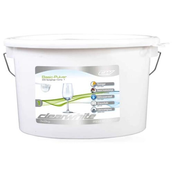 Clearwhite Waschpulver für Geschirrspüler CW35008 Basic Pulver 6 kg Kübel (3x2 kg Beutel) Clearwhite Waschpulver für Geschirrspüler CW35008 Basic Pulver 6 kg Kübel (3x2 kg Beutel)