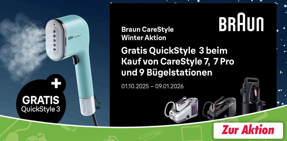 Gratis Braun Quickstlye 3 bei ausgewählten Bügeleisen
