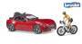 Bruder Roadster mit Rennrad Spielzeugauto