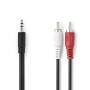 Nedis Stereo-Audiokabel| 3.5 mm Stecker| 2x RCA| Vernickelt| 1.00 m| rund| - Audio/Multimedia