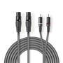 Nedis Balanced Audio-Kabel| 2x XLR 3-Pin Buchse| RCA Stecker| Vernickelt| 3.00 m|
