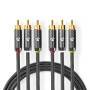 Nedis Composite-Videokabel / 3x Cinch-Stecker / 3x Cinch-Stecker / Vergoldet / 480p / 2.00 m / Rund / Baumwolle / Anthrazit / Gun Metal Grau / Verpackung mit Sichtfenster