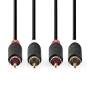 Nedis Stereo-Audiokabel| 2x RCA Stecker|| Vergoldet| 10.0 m| rund| - Cable - Audio/Multimedia