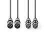 Nedis Balanced Audio-Kabel / 2x XLR 3-Pin Stecker / 2x XLR 3-Pin Buchse / Vernickelt / 1.50 m / Rund / PVC / Dunkelgrau / Kartonhülle