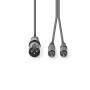 Nedis Balanced Audio-Kabel / XLR 3-Pin Stecker / 2x RCA Stecker / Vernickelt / 1.50 m / Rund / PVC / Dunkelgrau / Kartonhülle