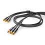 Nedis Composite-Videokabel / 3x Cinch-Stecker / 3x Cinch-Stecker / Vergoldet / 480p / 2.00 m / Rund / Baumwolle / Anthrazit / Gun Metal Grau / Verpackung mit Sichtfenster