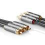 Nedis Composite-Videokabel / 3x Cinch-Stecker / 3x Cinch-Stecker / Vergoldet / 480p / 2.00 m / Rund / Baumwolle / Anthrazit / Gun Metal Grau / Verpackung mit Sichtfenster