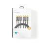 Nedis Composite-Videokabel / 3x Cinch-Stecker / 3x Cinch-Stecker / Vergoldet / 480p / 2.00 m / Rund / Baumwolle / Anthrazit / Gun Metal Grau / Verpackung mit Sichtfenster