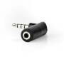 Nedis Stereo-Audio-Adapter / 3.5 mm Stecker / 3.5 mm Buchse / Vernickelt / 90° abgewinkelt / Metall / Schwarz / 1 Stück / Box