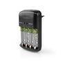 Nedis NiMH-Akku-Ladegerät AA / AAA / 1.2 / 9 V DC / 0.5 A A / Ladeerhaltung / Euro / Typ-C (CEE 7/16) / AA / Schwarz