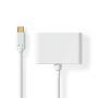 Nedis USB Multi-Port-Adapter / 2-in-1 / USB 3.2 Gen 1 / USB-C™ Stecker / 2x USB-A / 1000 Mbps / 0.20 m / Rund / Vernickelt / PVC / Weiss / Blister