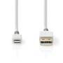 Nedis Lightning Kabel / USB 2.0 / Apple Lightning 8-Pin / USB-A Stecker / 480 Mbps / Vergoldet / 3.00 m / Rund / PVC / Grau / Weiss / Box