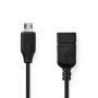 Nedis USB Micro-B Adapter / USB 2.0 / USB Micro-B Stecker / USB-A Buchse / 480 Mbps / 0.20 m / Rund / Vernickelt / PVC / Schwarz / Box