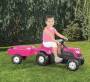 Dolu Traktor rosa Einhorn Kinder Trettraktor pink mit Anhänger