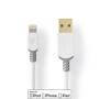 Nedis Lightning Kabel / USB 2.0 / Apple Lightning 8-Pin / USB-A Stecker / 480 Mbps / Vergoldet / 3.00 m / Rund / PVC / Grau / Weiss / Box