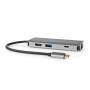Nedis USB Multi-Port-Adapter / 7-in-1 / USB 3.2 Gen 1 / USB-C™ Stecker / HDMI™ Ausgang / Micro SD / RJ45 Buchse / SD / USB-C™ Buchse / 3x USB-A Buchse / 5 Gbps / 0.20 m / Rund / Vergoldet / PVC / Anthrazit / Box