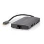 Nedis USB Multi-Port-Adapter / 7-in-1 / USB 3.2 Gen 1 / USB-C™ Stecker / HDMI™ Ausgang / Micro SD / RJ45 Buchse / SD / USB-C™ Buchse / 3x USB-A Buchse / 5 Gbps / 0.20 m / Rund / Vergoldet / PVC / Anthrazit / Box