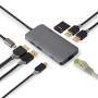 Nedis USB Multi-Port-Adapter / 7-in-1 / USB 3.2 Gen 1 / USB-C™ Stecker / HDMI™ Ausgang / Micro SD / RJ45 Buchse / SD / USB-C™ Buchse / 3x USB-A Buchse / 5 Gbps / 0.20 m / Rund / Vergoldet / PVC / Anthrazit / Box