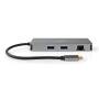 Nedis USB Multi-Port-Adapter / 7-in-1 / USB 3.2 Gen 1 / USB-C™ Stecker / Micro SD / RJ45 Buchse / SD / USB-C™ Buchse / 2x HDMI™ / 2x USB-A Buchse / 5 Gbps / 0.20 m / Rund / Vergoldet / PVC / Anthrazit / Box