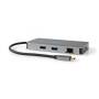Nedis USB Multi-Port-Adapter / 7-in-1 / USB 3.2 Gen 1 / USB-C™ Stecker / Micro SD / RJ45 Buchse / SD / USB-C™ Buchse / 2x HDMI™ / 2x USB-A Buchse / 5 Gbps / 0.20 m / Rund / Vergoldet / PVC / Anthrazit / Box