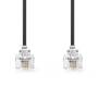 Nedis Telefonkabel / RJ11 Stecker / RJ11 Stecker / 2.00 m / Kabeldesign: Flach / Vergoldet / Kabeltyp: RJ11 / Schwarz / Label