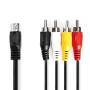 Nedis DIN-Audio-Kabel / DIN 5-Pin Stecker / 4x RCA Stecker / Vernickelt / 1.00 m / Rund / PVC / Schwarz / Label