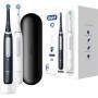 Oral-B iO 4 iO4 Doppelpack Elektrische Zahnbürste/Electric Toothbrush, Magnet-Technologie, 2 Aufsteckbürsten, 4 Putzmodi für Zahnpflege, Reiseetui, Designed by Braun, matt black/quite white