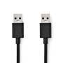 Nedis USB-Kabel / USB 3.2 Gen 1 / USB-A Stecker / USB-A Stecker / 5 Gbps / Vernickelt / 1.00 m / Rund / PVC / Schwarz / Label