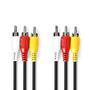 Nedis Composite-Videokabel / 3x Cinch-Stecker / 3x Cinch-Stecker / Vernickelt / 480p / 1.50 m / Rund / PVC / Schwarz / Label