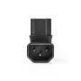 Nedis Extension Plug / IEC-320-C13 / IEC-320-C14 / 90° abgewinkelt / Vernickelt / PVC / Schwarz / Box / 1 Stück