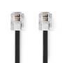 Nedis Telefonkabel / RJ11 Stecker / RJ11 Stecker / 10.0 m / Kabeldesign: Flach / Vergoldet / Kabeltyp: RJ11 / Schwarz / Label