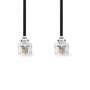 Nedis Telefonkabel / RJ11 Stecker / RJ11 Stecker / 10.0 m / Kabeldesign: Flach / Vergoldet / Kabeltyp: RJ11 / Schwarz / Label