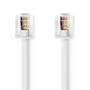 Nedis Telefonkabel / RJ11 Stecker / RJ11 Stecker / 10.0 m / Kabeldesign: Flach / Vergoldet / Kabeltyp: RJ11 / Weiss / Label