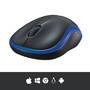 Logitech M 185 Cordless Notebook Mouse USB schwarz / blau Mäuse PC -kabellos-