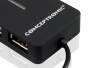 Conceptronic 4 Ports Travel USB Hub - USB 2.0 - 480 Mbit/s - Black - China - USB - 40 mm
