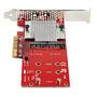 StarTech.com Dual M.2 PCIe SSD Adapter Card - x8 / x16 Dual NVMe or AHCI M.2 SSD to PCI Express 3.0 - M.2 NGFF PCIe (M-Key) Compatible - Supports 2242 - 2260 - 2280 - JBOD - Mac & PC - PCIe - M.2 - PCI 3.0 - Red - 3336103 h - CE - FCC - TAA - REACH