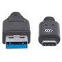 Manhattan USB-C to USB-A Cable - 1m - Male to Male - 10 Gbps (USB 3.2 Gen2 aka USB 3.1) - 3A (fast charging) - SuperSpeed+ USB - Black - Lifetime Warranty - Polybag - 1 m - USB C - USB A - USB 3.2 Gen 1 (3.1 Gen 1) - Male/Male - Black