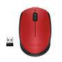 Logitech M171 Wireless Mouse - Ambidextrous - Optical - RF Wireless - 1000 DPI - Red