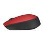 Logitech M171 Wireless Mouse - Ambidextrous - Optical - RF Wireless - 1000 DPI - Red