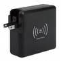 Manhattan 4-in-1 Travel Wall Charger and Powerbank 8,000 mAh - USA/UK/Euro 2-pin Plugs - Output: 1x USB-C - 2x USB-A ports and Wireless Charging Pad (5W) - Black - Box - 5 V - 3 A - Black
