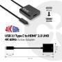 Club 3D USB 3.1 Type C to HDMI 2.0 UHD 4K 60Hz Active Adapter - USB 3.1 Type C - HDMI 2.0 - 0.15 m - Black