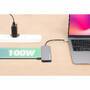 Manhattan USB-C Dock/Hub with Card Reader - Ports (x6): Ethernet - HDMI - USB-A (x3) and USB-C - With Power Delivery (10W) to USB-C Port (Note additional USB-C wall charger and USB-C cable needed) - Cable 15cm - Aluminium - Silver - Three Year Warranty - 