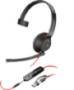 HP Poly Blackwire 5210 Monaural USB-C Headset +3.5mm Plug +USB-C/A Adapter (8X230AA)