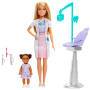 Mattel Barbie Zahnärztin-Puppe, blonde Modepuppe, 1 Kinderpuppe, medizinisches Untersuchungszubehör 