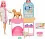 Mattel Barbie Gute Besserung Tierkrankenstation-Spielset aus Modepuppe mit rosa gefärbten Haaren, Ti