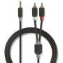 Nedis Stereo-Audiokabel| 3.5 mm Stecker| 2x RCA| Vergoldet| 0.50 m| rund| - Cable - Audio/Multimedia