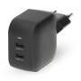 Nedis Netzladegerät / 45 W / GaN / PD3.0 / Schnellladefunktion / 2.25 A / 3.0 A / Anzahl der Ausgänge: 2 / 2x USB-C™ / Automatische Spannungswahl / Schwarz